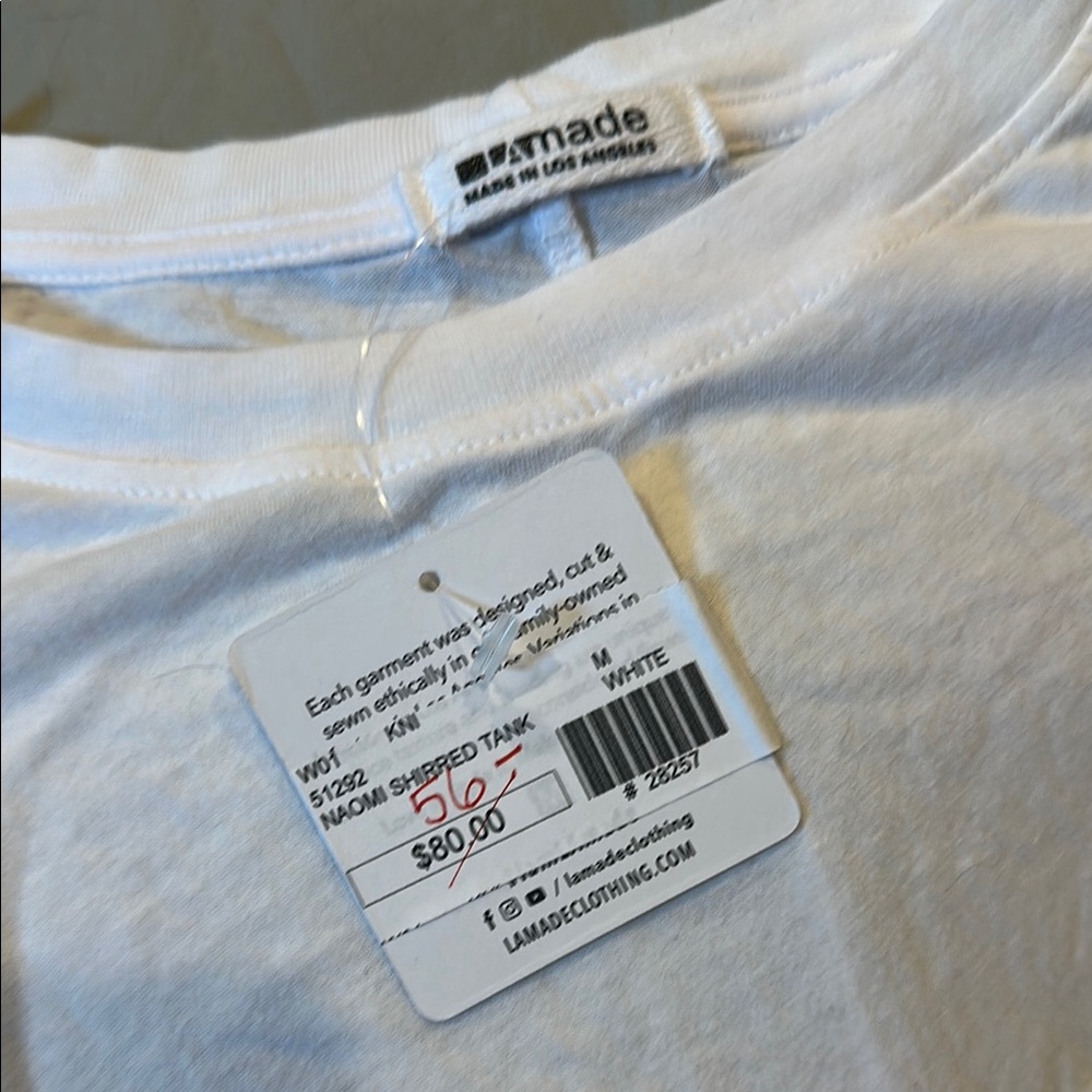 White Ruched Muscle Tee - Picture 2 of 3